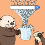 降り注ぐ検索を計量カップで測るラッコ
