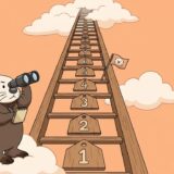 順位のはしごを双眼鏡で見上げるラッコ