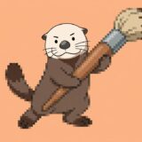 写真も自分もモザイクになってしまったラッコ