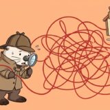 番号のブイから伸びる糸をたどって家を突き止める探偵ラッコ