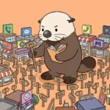 サービスのお店が並ぶ町に番号付き標識を立てまくるラッコ