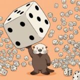 転がってきた巨大サイコロを片手で受け止めるラッコ