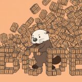 0と1の積み木を束ねてA〜Fのブロックに組み替えるラッコ
