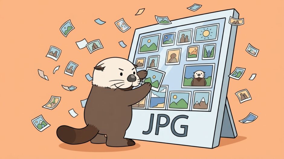 大小さまざまな写真を同じ形のJPGフレームに入れ替えるラッコ
