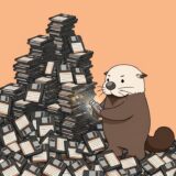 USBメモリの中身を大量のフロッピーに移すラッコ