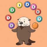 数字のボールでジャグリングするラッコ