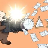 図形を巨大カメラで撮影して写真にするラッコ