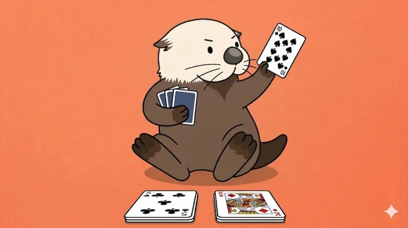 トランプ・スピードゲームをするラッコ