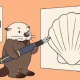 ドット絵のホタテをなめらかな線画に描き直すラッコ
