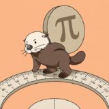 πの円盤を背負って分度器に乗せるラッコ
