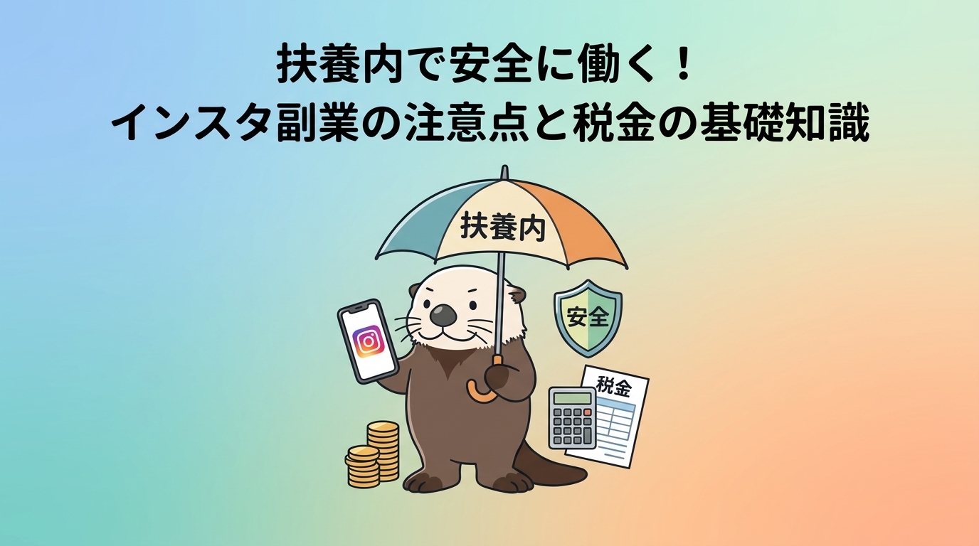 扶養内で安全にインスタ副業を行う際の注意点と税金の基礎知識を解説するラッコの図解