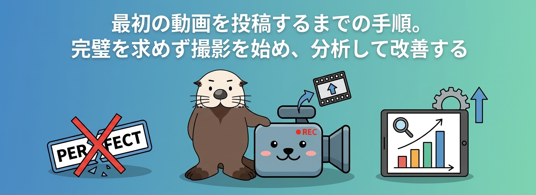 最初の動画投稿手順を示すアイキャッチ
