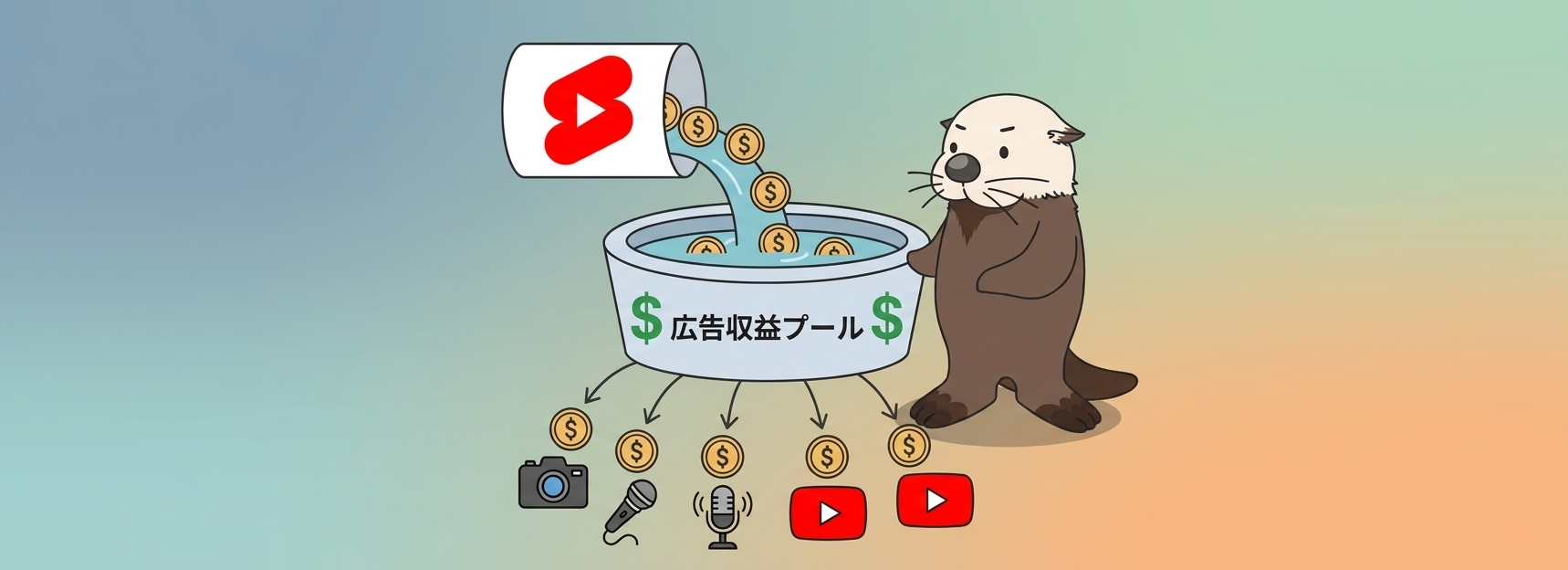 YouTubeショートの収益分配の仕組みイメージ