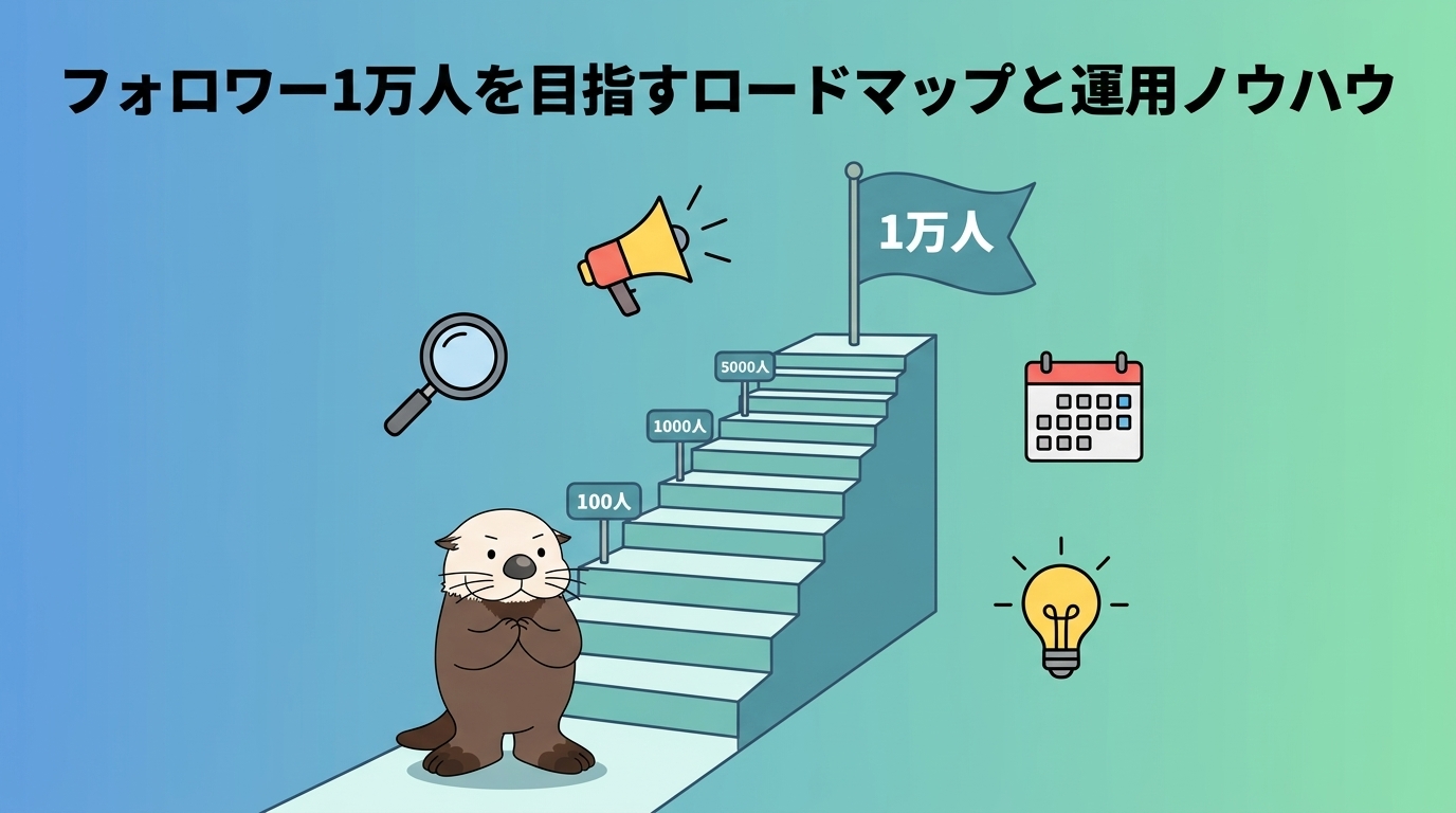 フォロワー1万人を目指すロードマップのイメージ