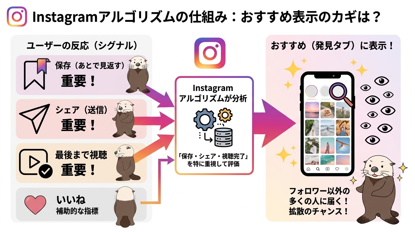 Instagramアルゴリズムが重視するシグナルの図解