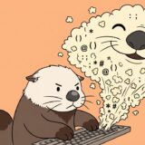 キーボードから飛び出した記号で巨大なラッコの顔を作るラッコ