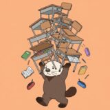 教室の机と椅子を大量に担いでひとりで席替えするラッコ