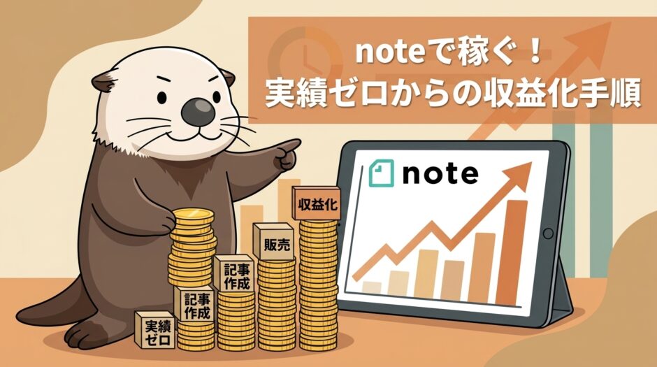 実績ゼロからnoteで着実に収益化する手順を示す図解