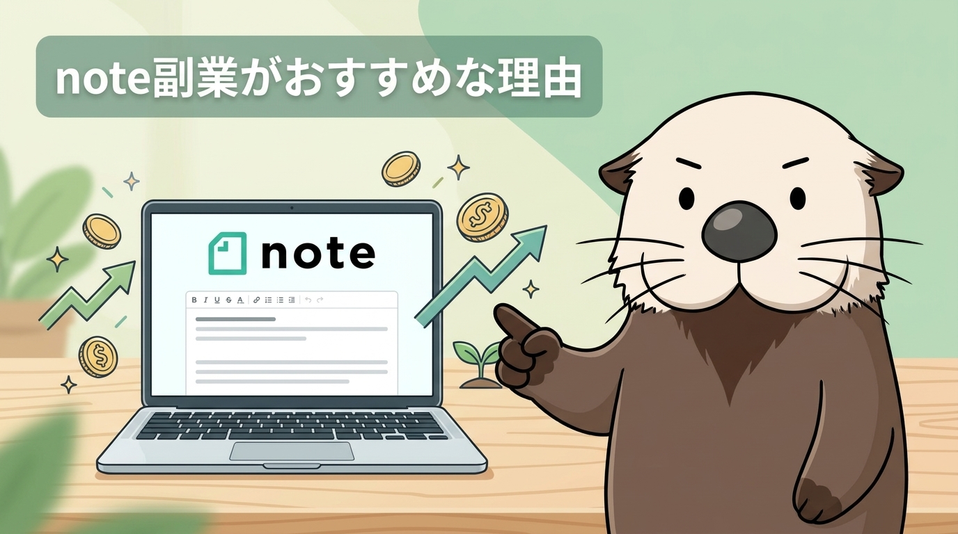 ラッコがnoteでの副業を強くおすすめする理由を解説する図解