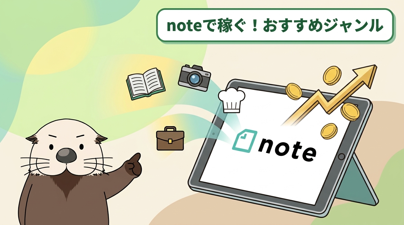 noteで稼ぎやすいおすすめのジャンルをラッコが解説する図解