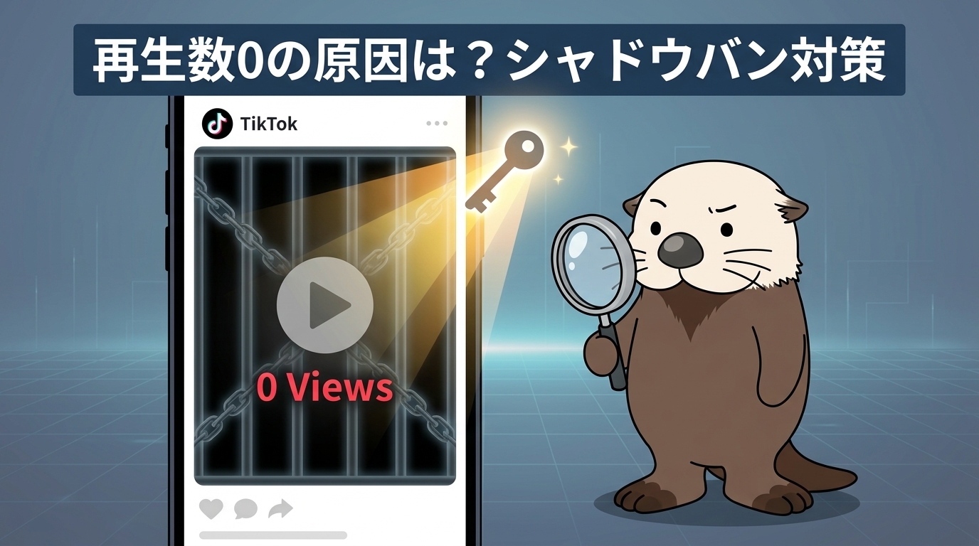 再生回数が0回の原因とシャドウバンの対処法を解説するラッコの図解