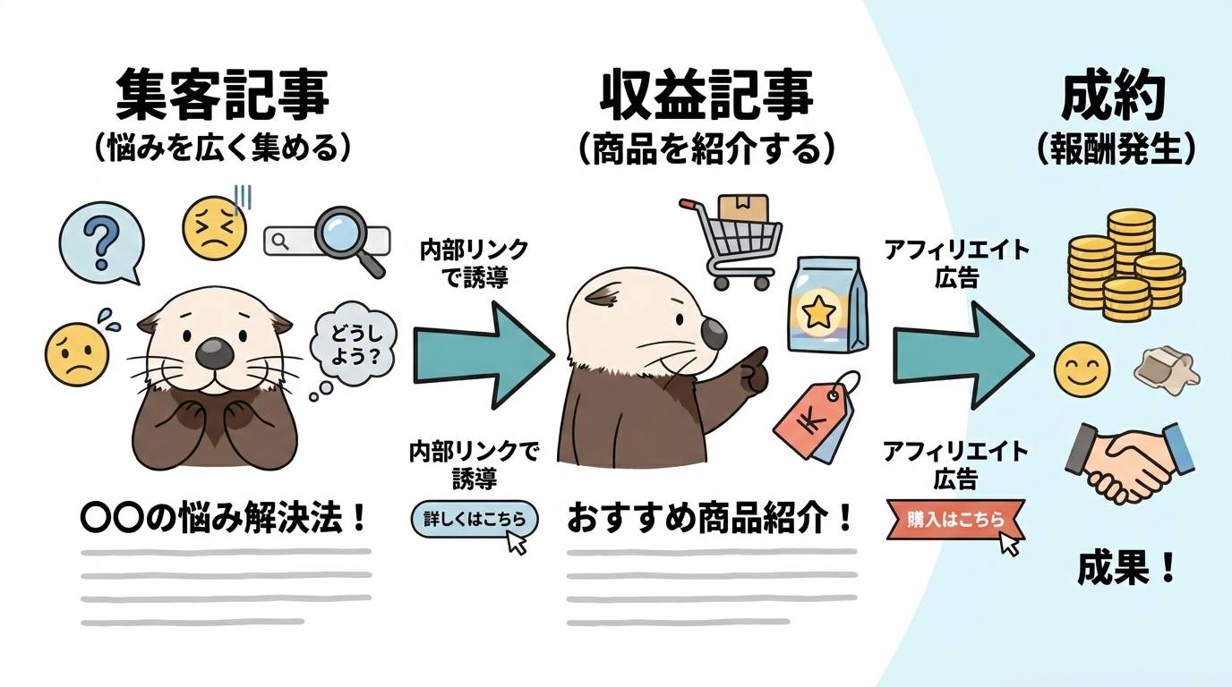 集客記事から収益記事への導線設計図