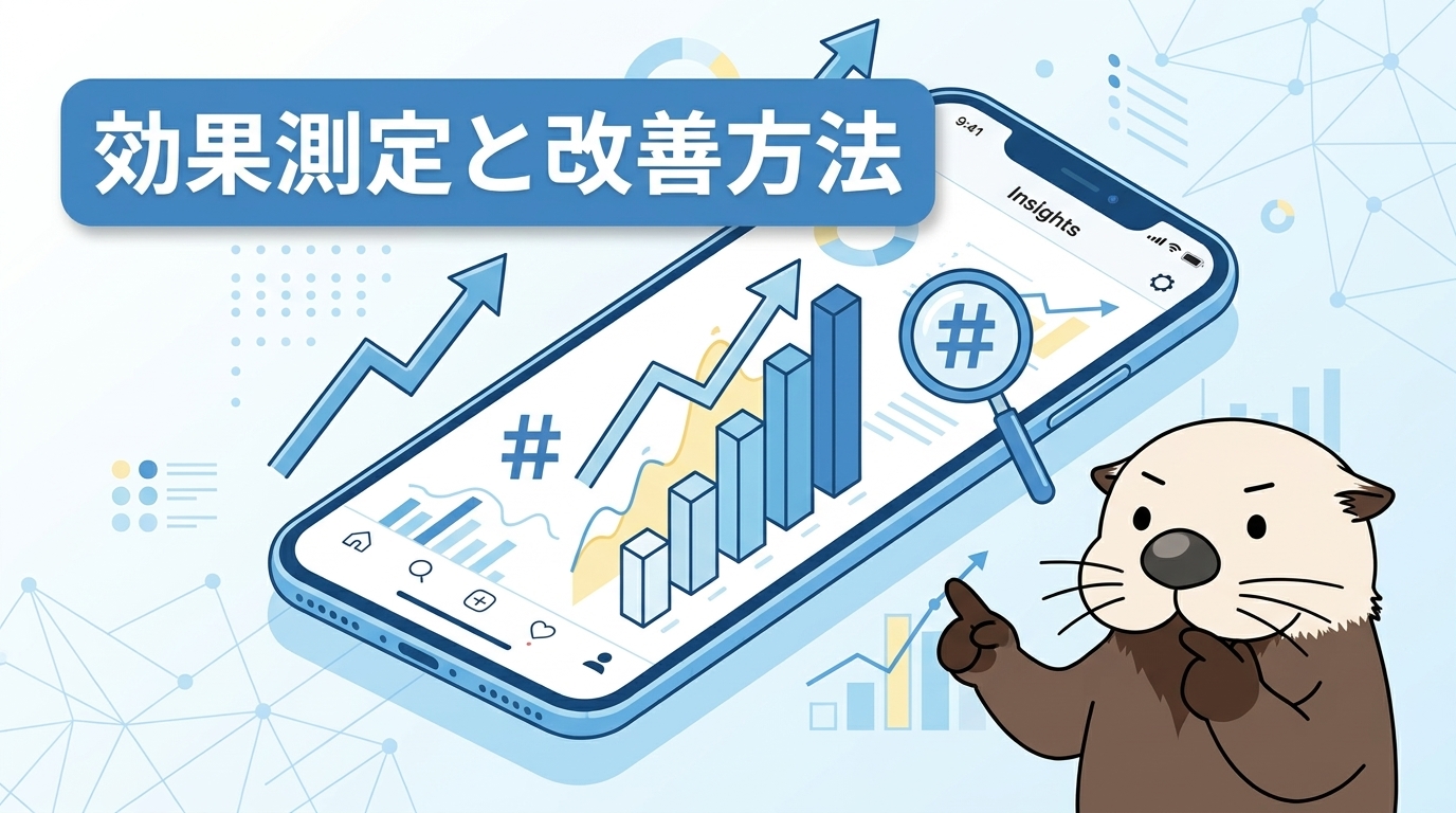 ハッシュタグの効果測定と改善方法を示す見出し画像
