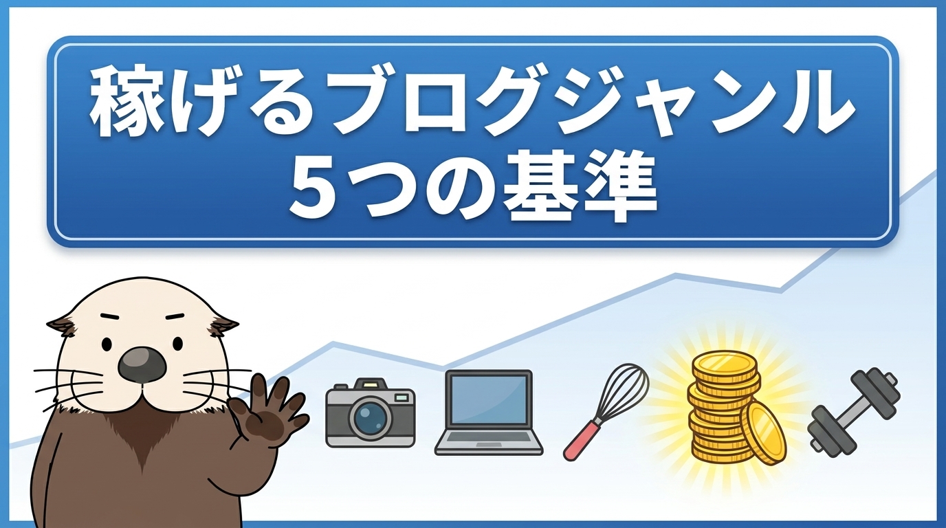 稼げるブログジャンルを選ぶ5つの基準を示す見出し画像