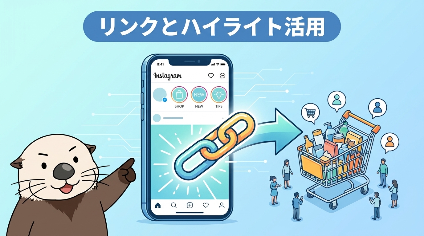リンクとストーリーズハイライトの活用方法を示す画像
