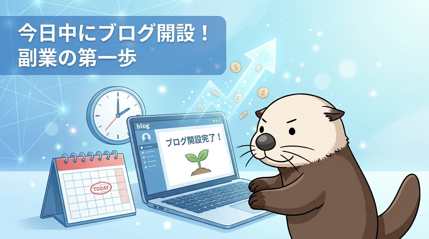 ジャンルを仮決めして今日中にブログを開設することを促す見出し画像