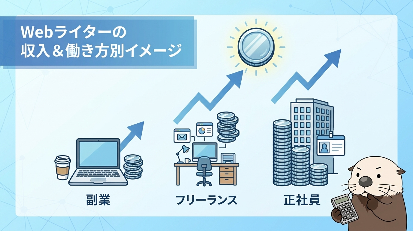 Webライターの年収・単価相場と収入を上げる方法のイメージ