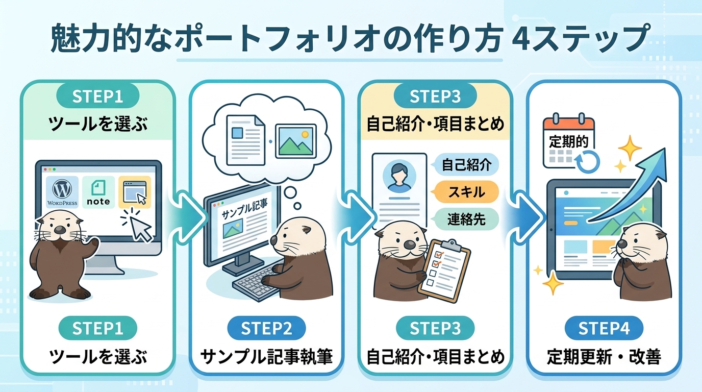 ポートフォリオの作り方4ステップの図解