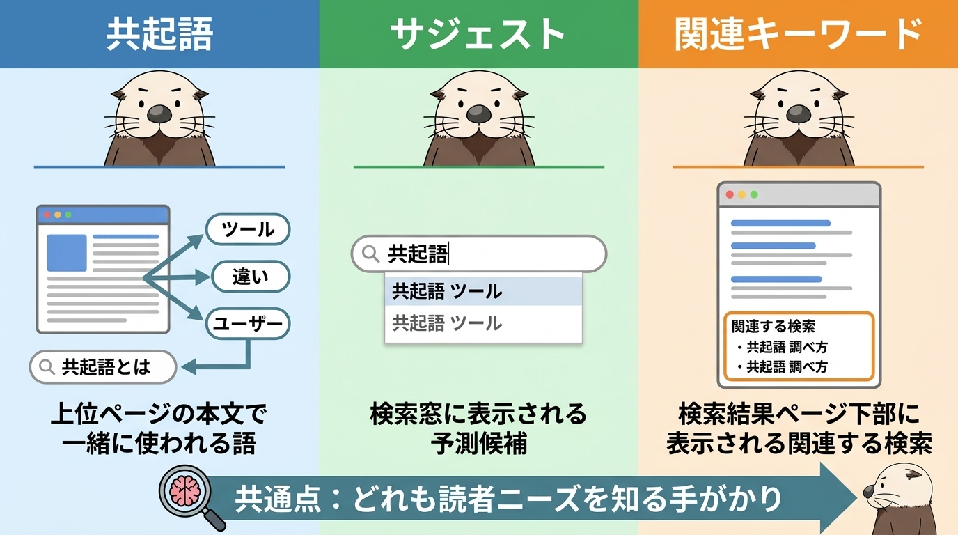 共起語・サジェストキーワード・関連キーワードの違い