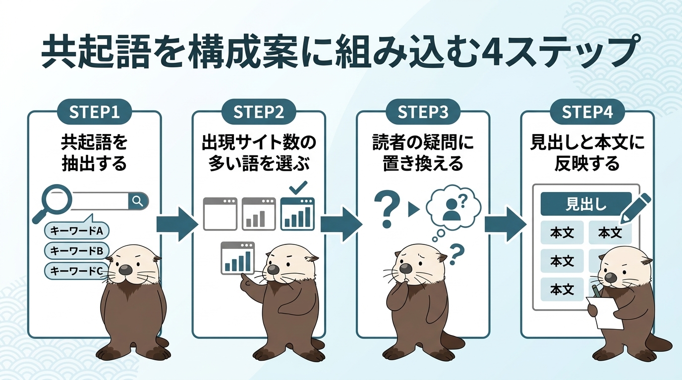 共起語を構成案に組み込む4ステップ