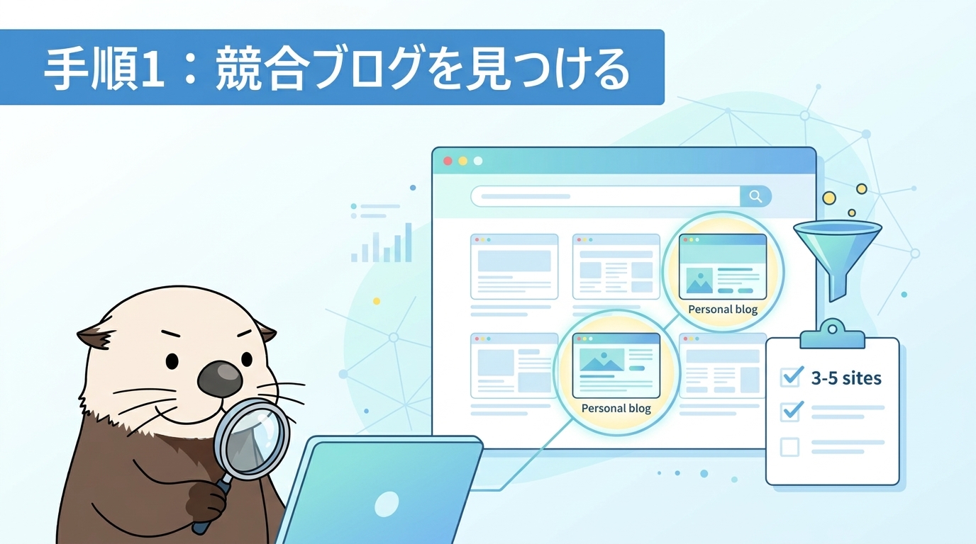 手順1：競合ブログを見つけて3〜5サイトに絞る