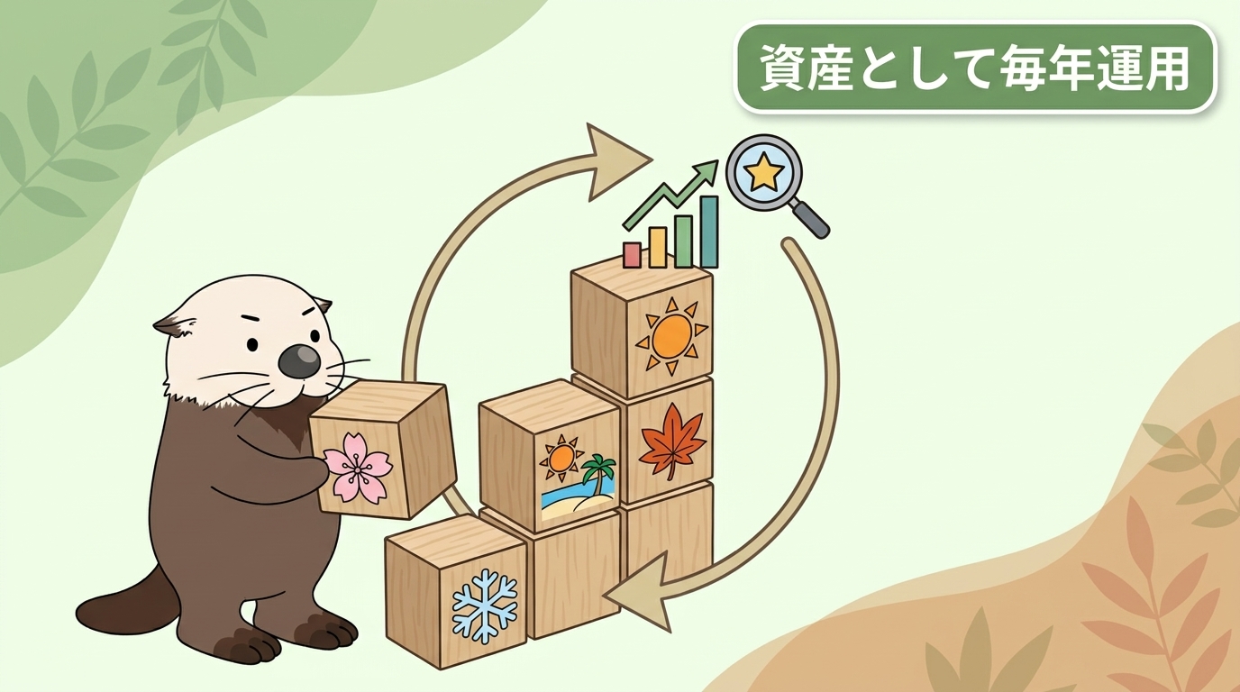 季節キーワード記事を資産として毎年運用する方法を表す見出し画像