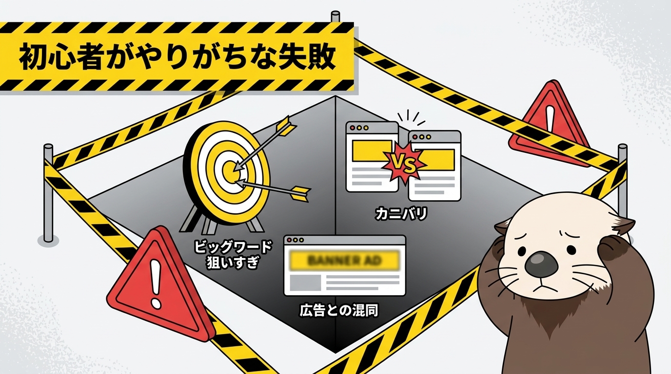 季節キーワード対策で初心者がやりがちな失敗を表す見出し画像