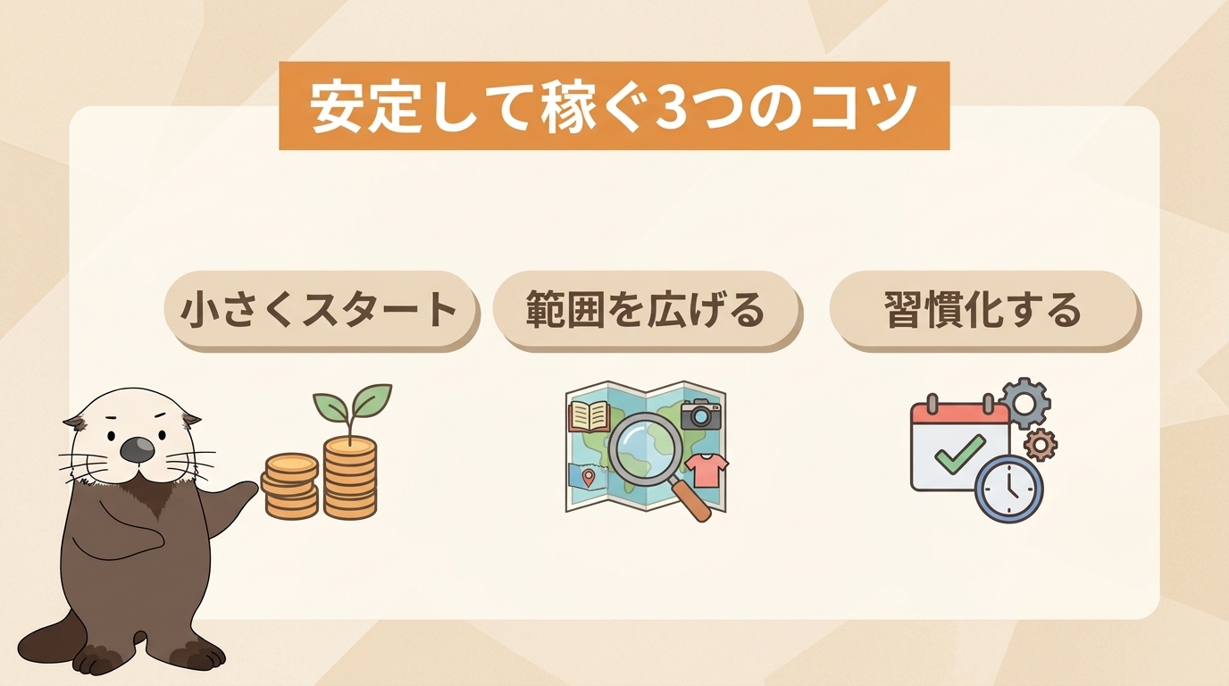 せどりで毎月安定した副収入を稼ぐための3つのコツ